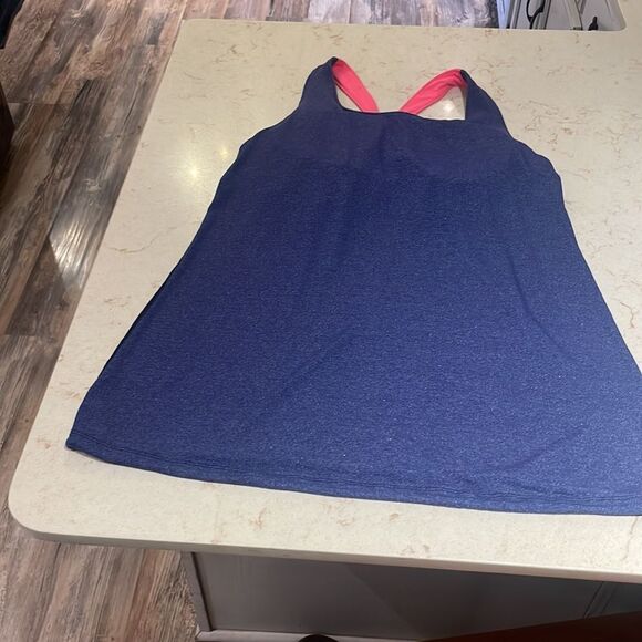 LUCY halter athletic tank top SZ XXL shimmer blue with neon pink straps SZ XL - Picture 4 of 15